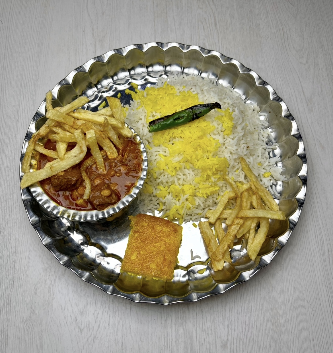 چلو قیمه سیب زمینی 