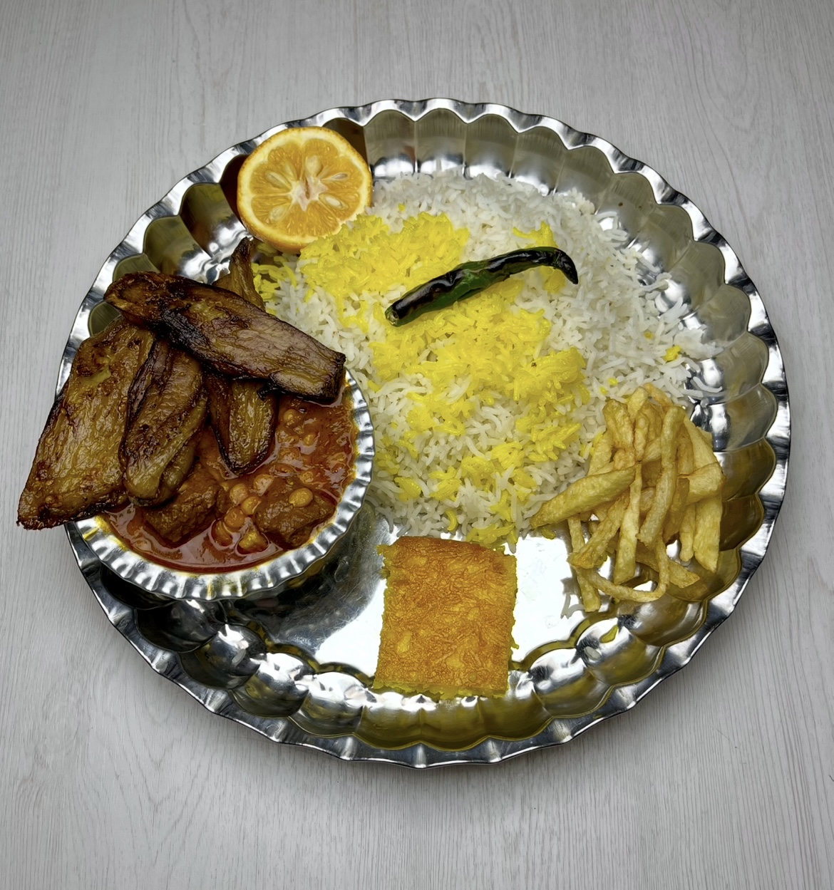 چلو خورشت قیمه بادمجان
